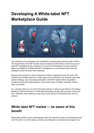 developing a white label nft marketplace guide