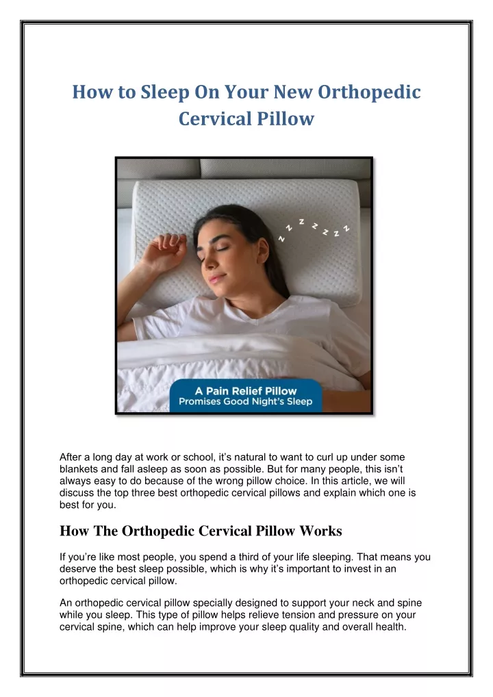 how to sleep on your new orthopedic cervical