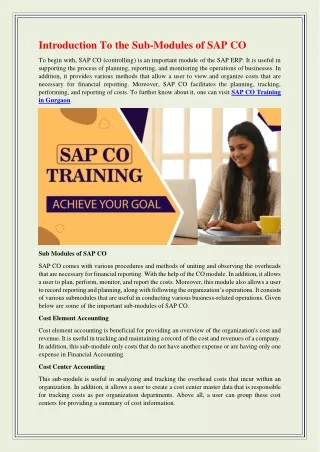 introduction to the sub modules of sap co