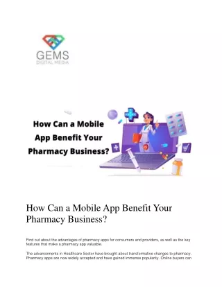 How Can a Mobile App Benefit Your Pharmacy Business