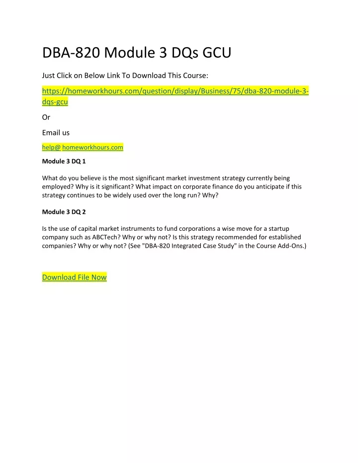 dba 820 module 3 dqs gcu