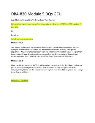 dba 820 module 5 dqs gcu