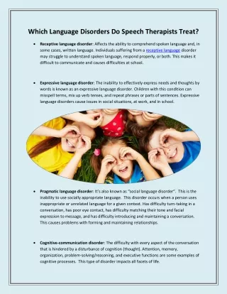 which language disorders do speech therapists