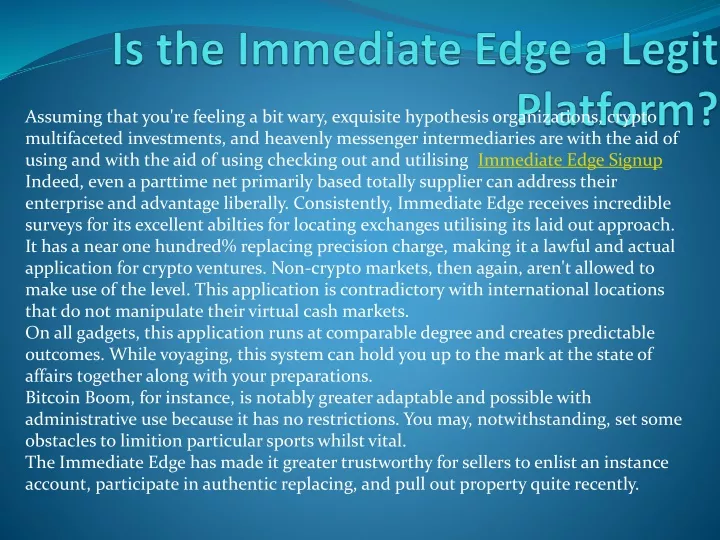 is the immediate edge a legit platform
