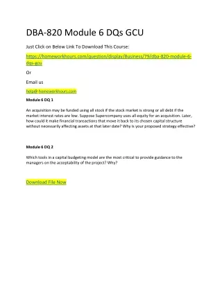dba 820 module 6 dqs gcu