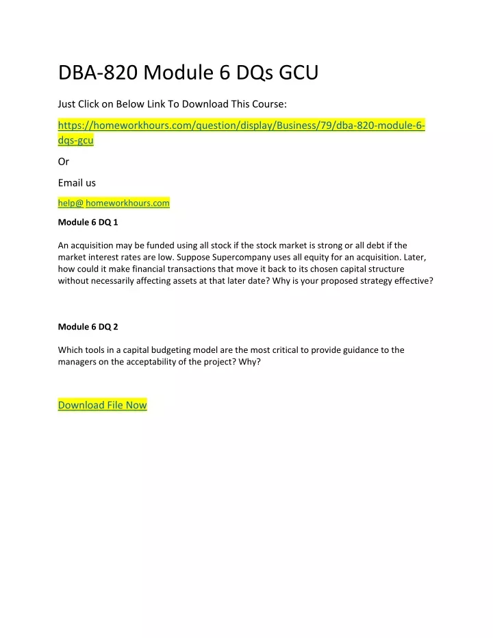 dba 820 module 6 dqs gcu