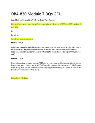 dba 820 module 7 dqs gcu