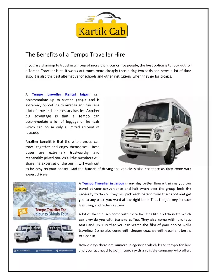 the benefits of a tempo traveller hire