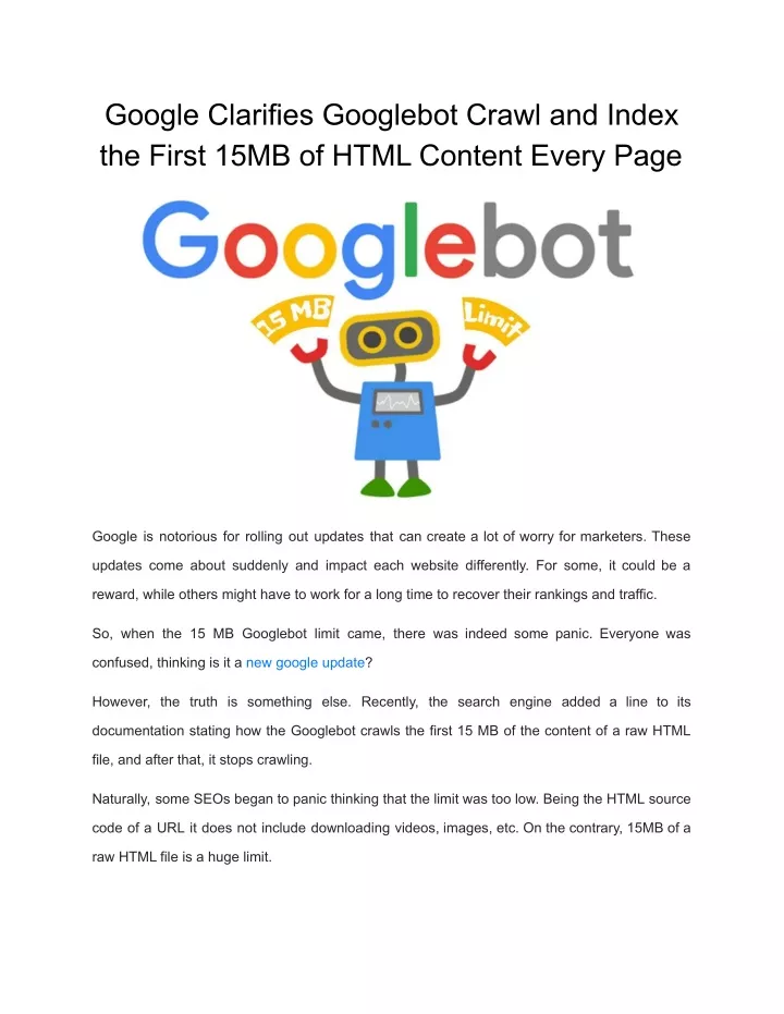 google clarifies googlebot crawl and index