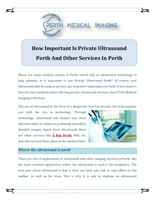 How Important Is Private Ultrasound Perth And Other Services In Perth