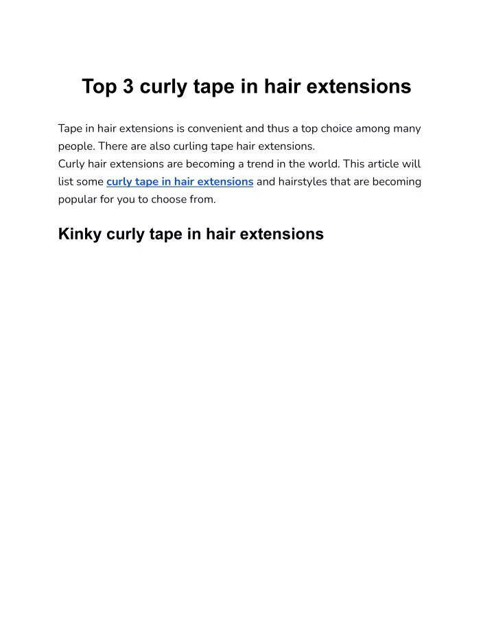 Ppt Top 3 Curly Tape In Hair Extensions Powerpoint Presentation Free Download Id11453119 4196