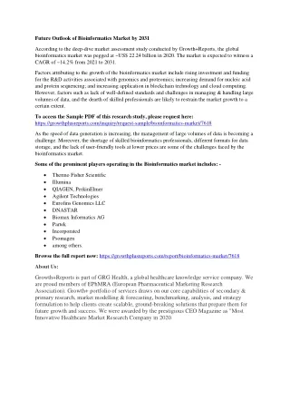 future outlook of bioinformatics market by 2031