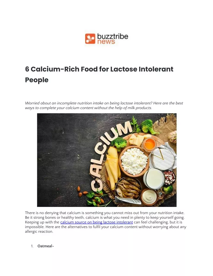 6 calcium rich food for lactose intolerant people