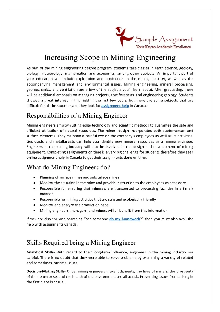 increasing scope in mining engineering