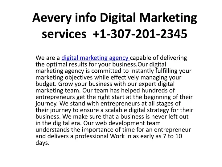 aevery info digital marketing services