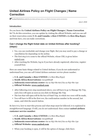 united airlines policy on flight changes name