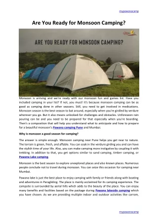 Are You Ready for Monsoon Camping?