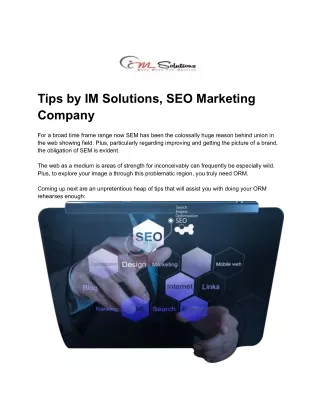 Tips by IM Solutions, SEO Marketing Company