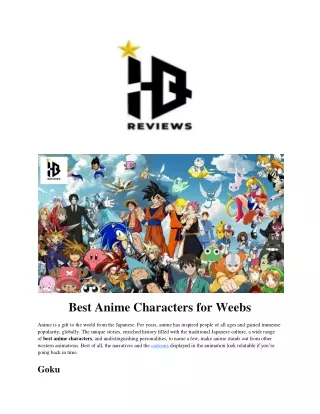 Best Anime Characters for Weebs