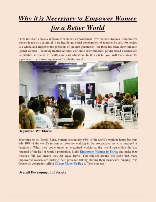 Why it is Necessary to Empower Women for a Better World