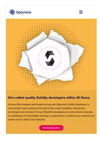 Hire vetted quality Solidity developers within 48 Hours | Optymize
