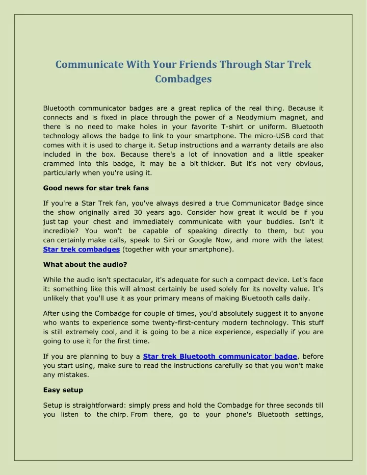 communicate with your friends through star trek