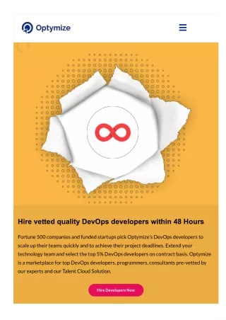 Hire vetted quality DevOps developers within 48 Hours | Optymize