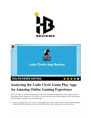 Analyzing the Ludo Circle Game Play App