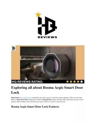 Exploring all about Bosma Aegis Smart Door Lock