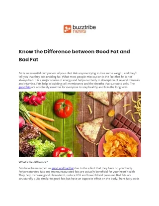 know the difference between good fat and bad fat