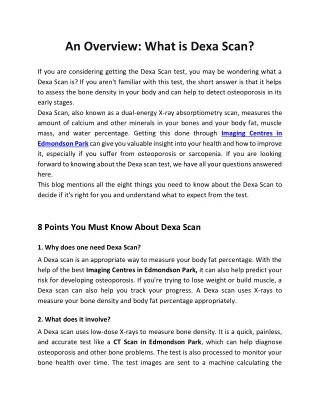 an overview what is dexa scan