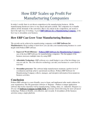 ERP Software for a Manufacturing Company
