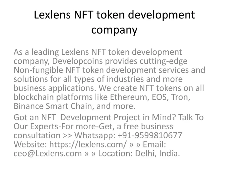 lexlens nft token development company