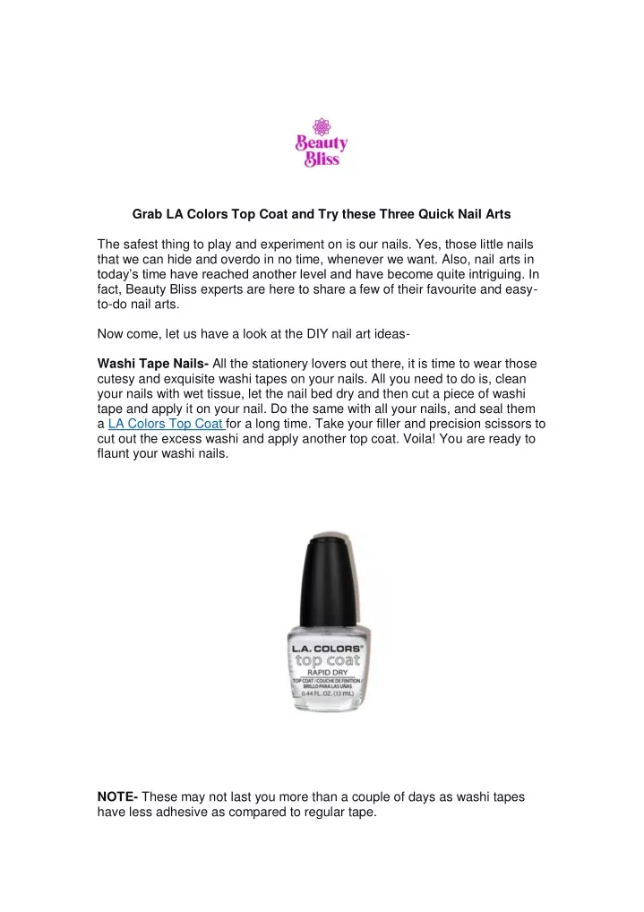 grab la colors top coat and try these three quick