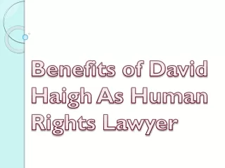 Benefits of David Haigh As Human Rights Lawyer