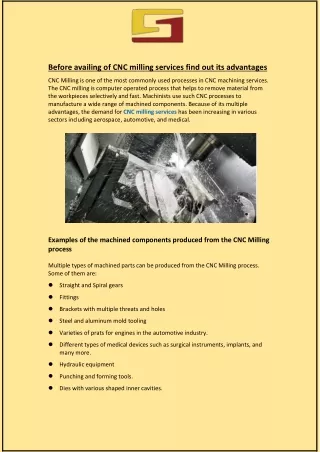 Before availing of CNC milling services find out its advantages