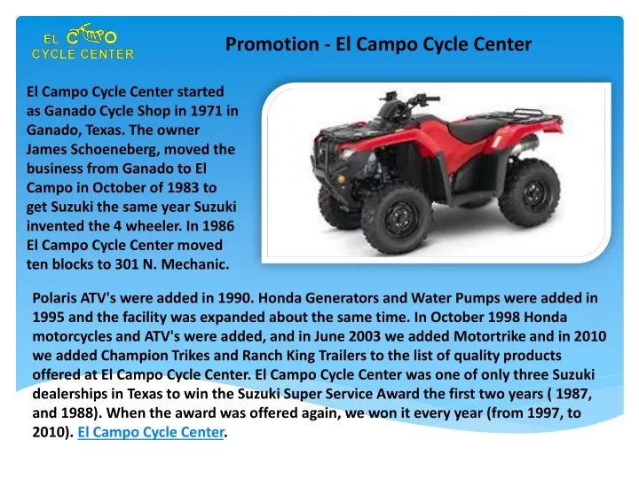 promotion el campo cycle center