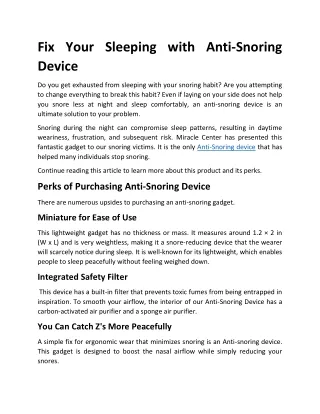 (miraclecenter.store) Fix Your Sleeping with Anti-Snoring Device
