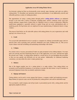 Application Areas Of Cutting Plotter Device