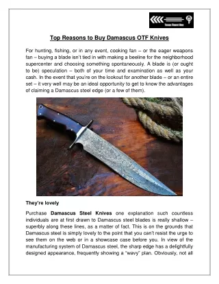 Top Reasons to Buy Damascus OTF Knives