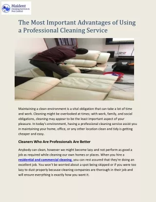 Most Important Advantages of Using a Professional Cleaning Service