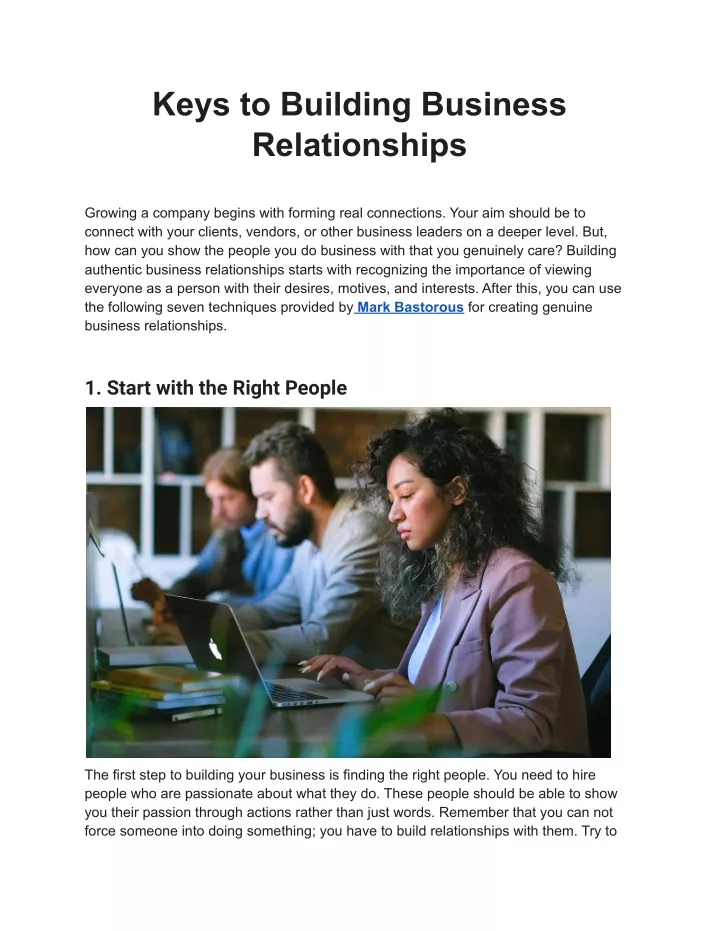 keys to building business relationships