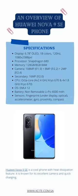 An Overview of Huawei Nova 9 SE Phone