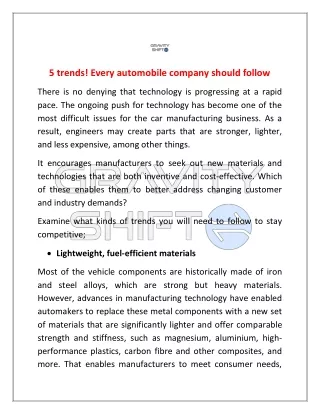 5 trends every automobile company should follow