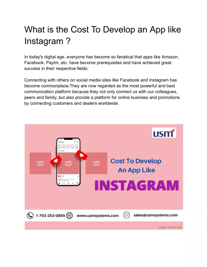 what is the cost to develop an app like instagram