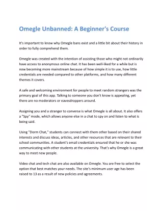 Omegle Unbanned - Detailed Tips to Get into New World