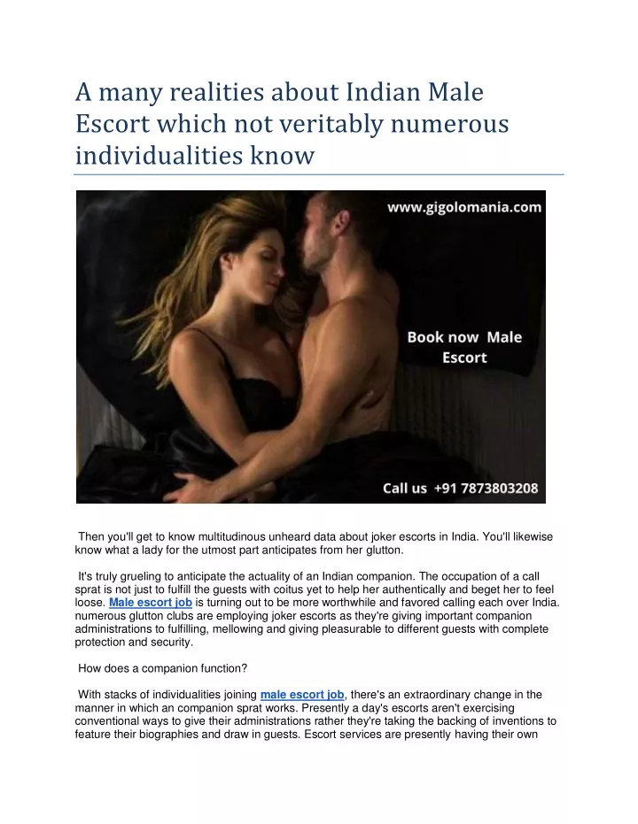 a many realities about indian male escort which