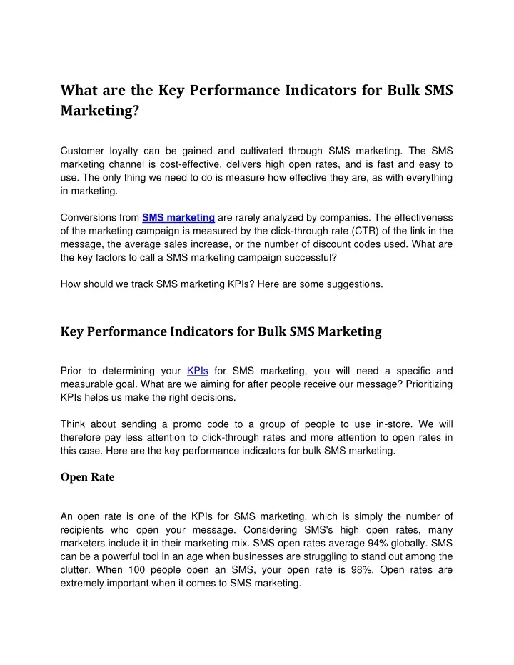 what are the key performance indicators for bulk