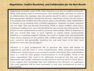 negotiation conflict resolution and collaboration