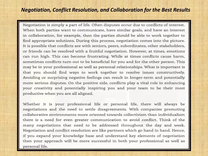 negotiation conflict resolution and collaboration